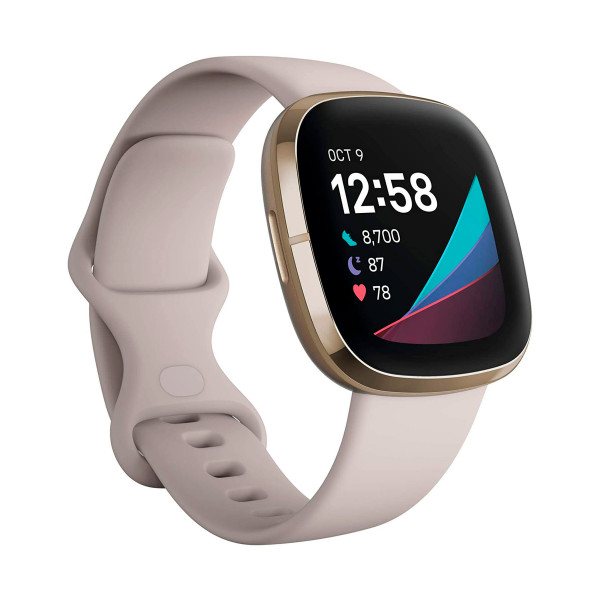 Fitbit Sense White/Gold Smartwatch Assistants Google e Alexa Gps Stress Frequency Temperatura del sonno - Immagine 1
