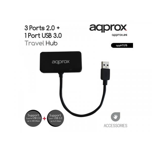 Hub USB 1x3.0 3x2.0 APPROX Nero - Immagine 4