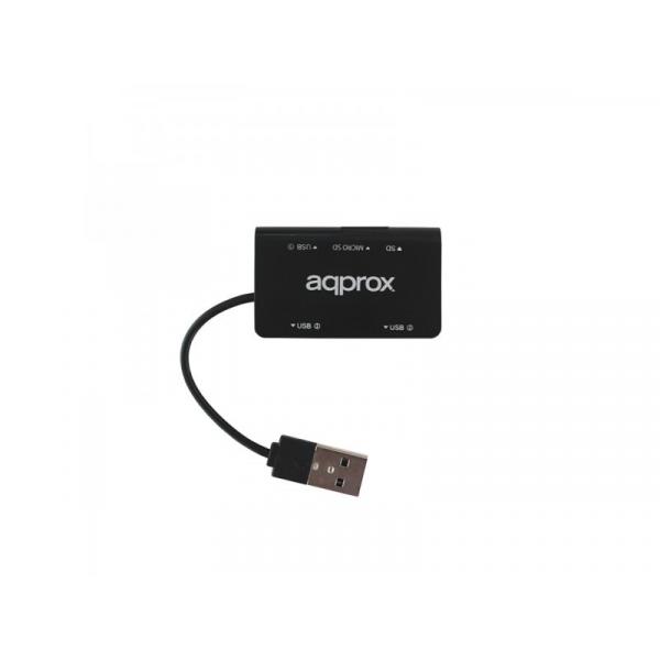 Hub USB 2.0 APPROX 3 porte nero + lettore Tarjet - Immagine 4