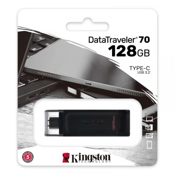 Kingston DataTraveler DT70 128GB USB C 3.2 Nero - Immagine 3