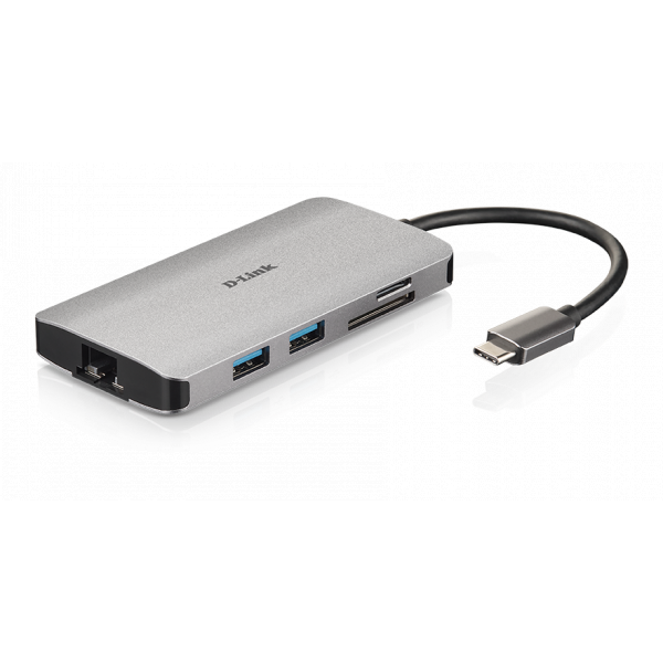 Hub USB d-link 8 In 1 Usb-c Hdmi-cards-eth - Immagine 1