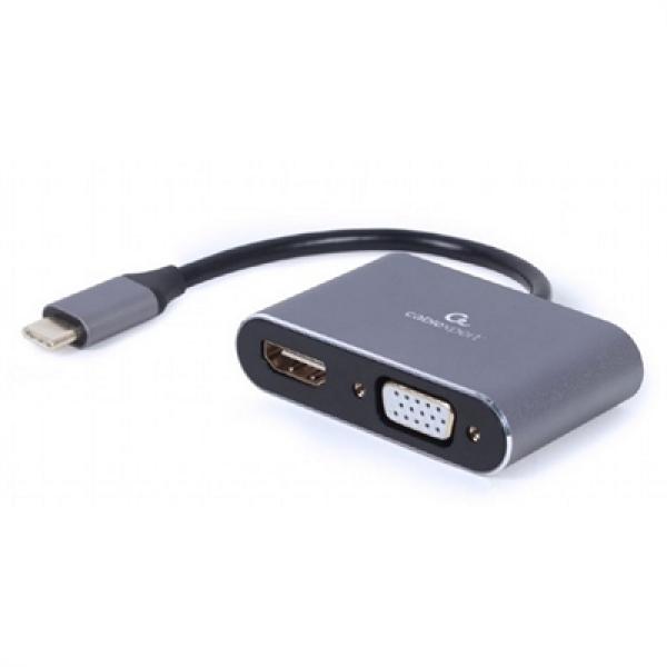 Gembird Adaptador USB Type-C a HDMI /VGA Gris - Imagen 1