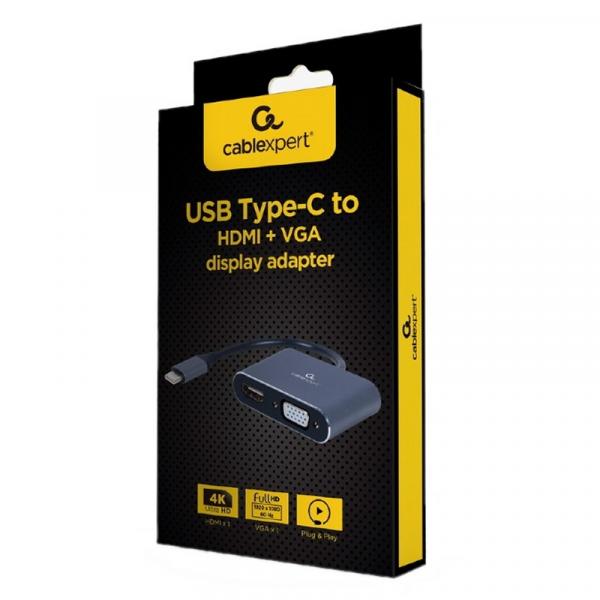 Gembird Adattatore da USB Type-C a HDMI / VGA grigio - Immagine 2