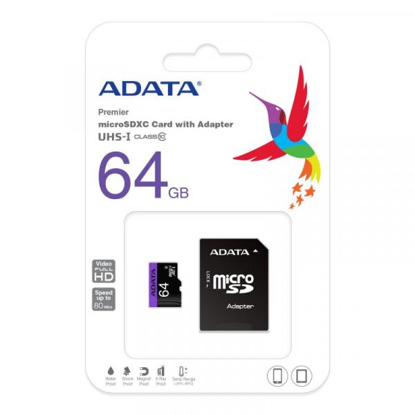 ADATA MicroSDHC 64GB UHS-I CLASS10 c/adapt - Imagen 2