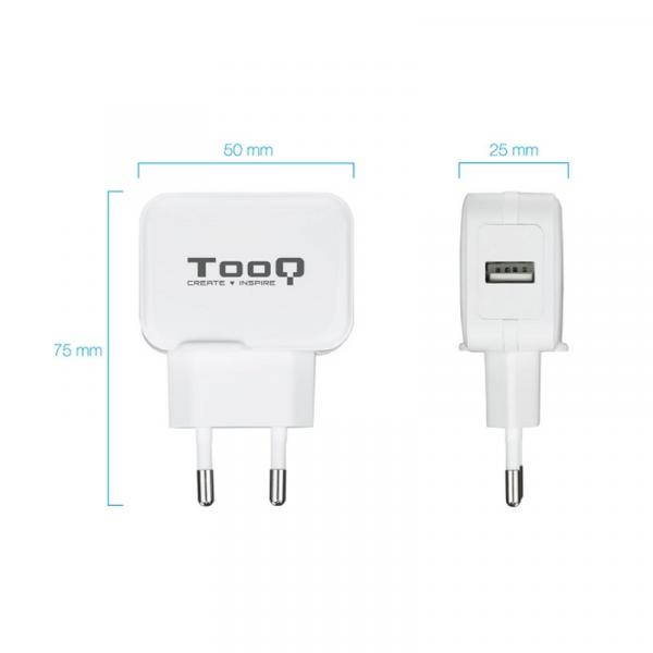 Tooq TQWC-1S01WT caricatore da parete 1 USB, bianco - Immagine 2