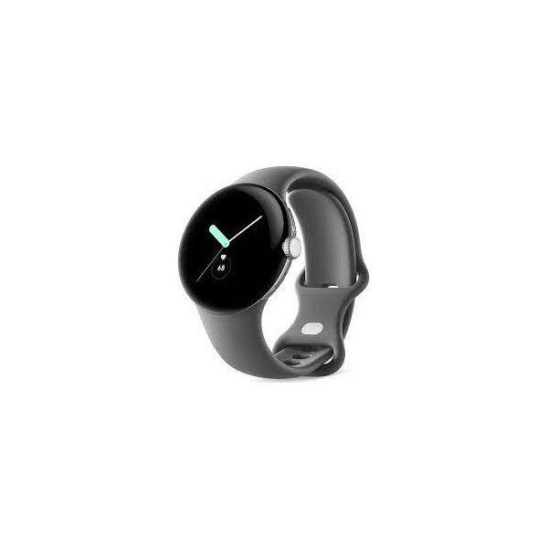 Google Pixel Watch polished silver stainless steel 41mm charcoal active band DE