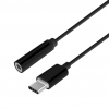 USB-C AISENS A AUDIO STYLE APPLE USB-C M-JACK 3.5 H NERO 15CM