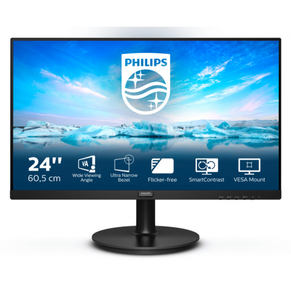 241V8L/00 LED 23.8" 1920x1080 4MS HDMI VGA DVI Nero PHILIPS MONITOR