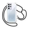 Hanging Mobile Case with Rope for Samsung Galaxy S21 Ultra Transparent Silicone with Black Rope