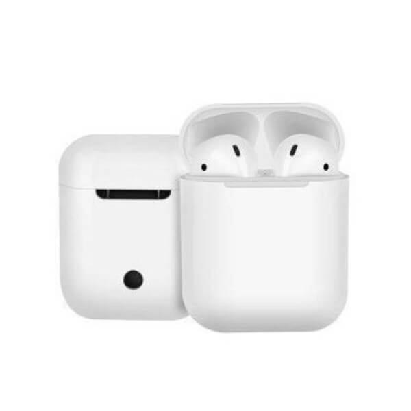 White i24 Bluetooth Headphones with charging case