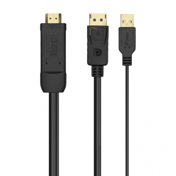 AISENS ACTIVE CONVERTER CABLE HDMI TO DISPLAYPORT V1.2 HDMI M-USB M-DP M NEG 1.8M