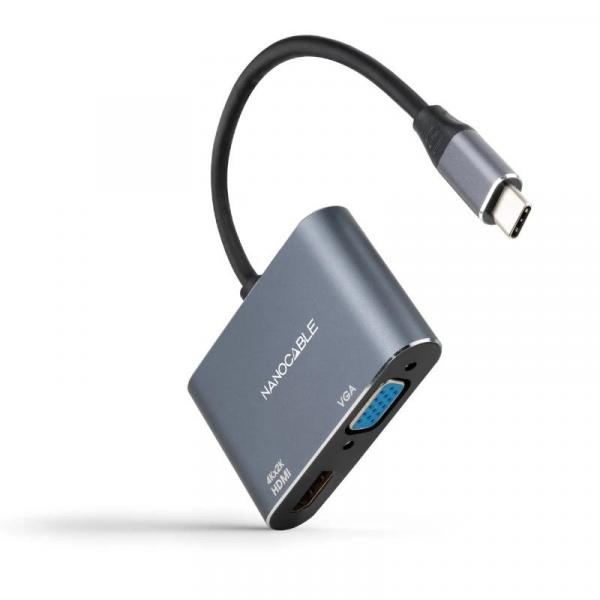 Nanocâble Convertisseur USB-C/M vers HDMI-VGA/H 15 cm