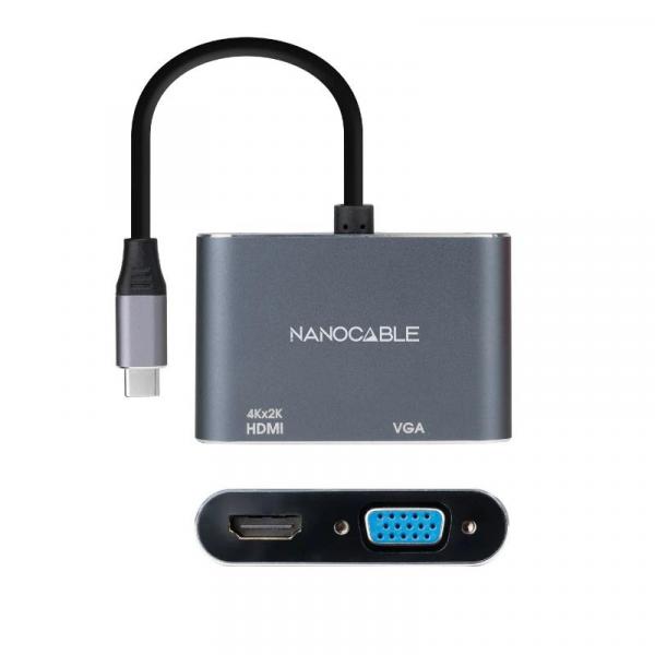 Nanocable Converter USB-C/M to HDMI-VGA/H 15 cm