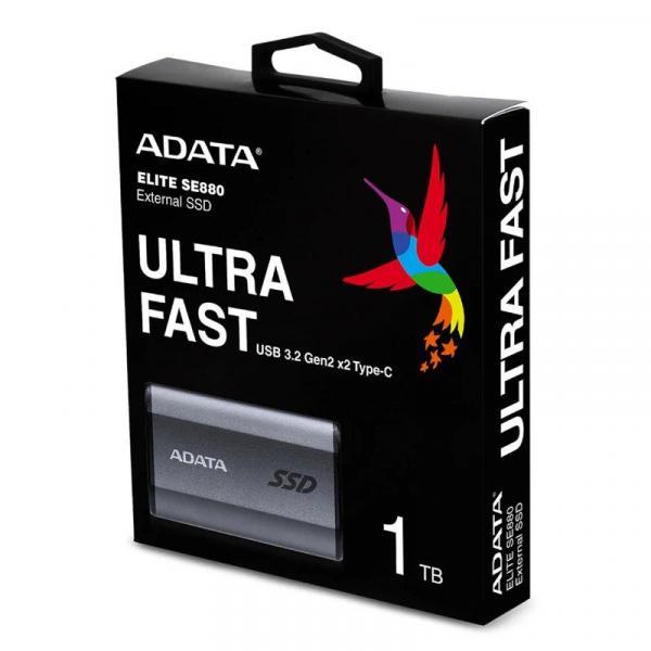 ADATA Elite SE880 External SSD 1TB USB 3.2 Gray