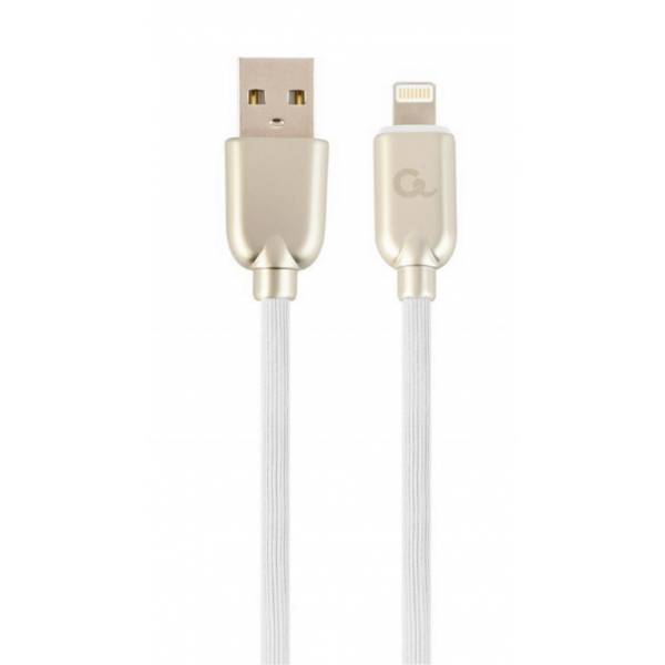 GEMBIRD 8-PIN RUBBER DATA AND CHARGING CABLE PREMIUM, 1 M, WHITE