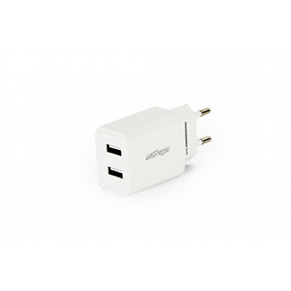 GEMBIRD 2-PORT UNIVERSAL USB CHARGER, 2.1 A, WHITE