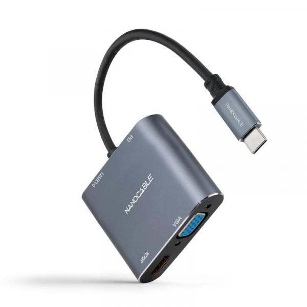 USB-C to HDMI/VGA/USB3.0/PD Nanocable Converter