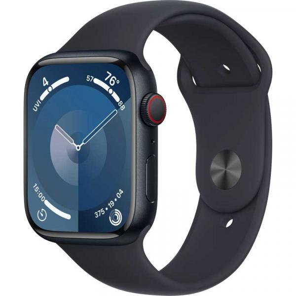 Smartwatch Apple Watch 9 Alu-Gehäuse 45 mm Mitternachtssportarmband S/M EU