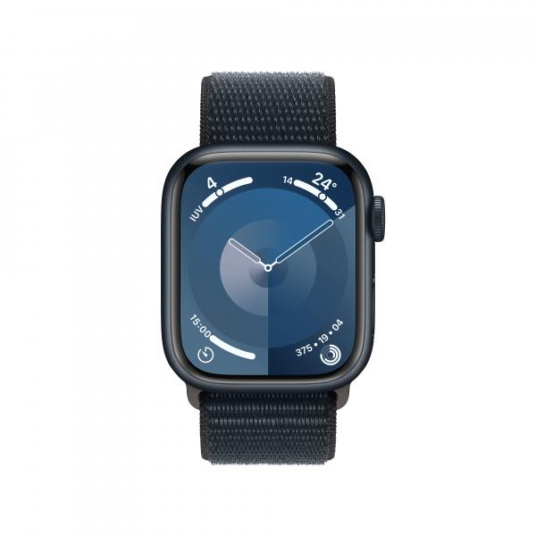 Apple watch série 9 mr8y3ql/a caixa de alumínio meia-noite de 41 mm com loop esportivo meia-noite