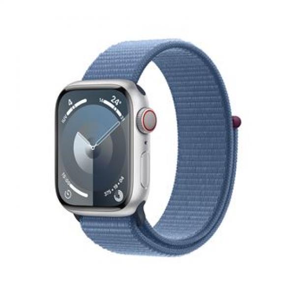 Apple watch série 9 mrmj3ql/a caixa de alumínio prateado de 45 mm com loop esportivo azul inverno celular