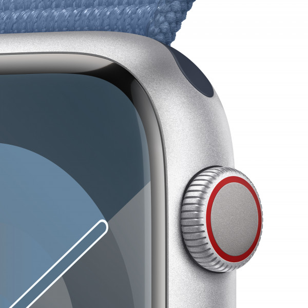 Apple watch série 9 mrmj3ql/a caixa de alumínio prateado de 45 mm com loop esportivo azul inverno celular