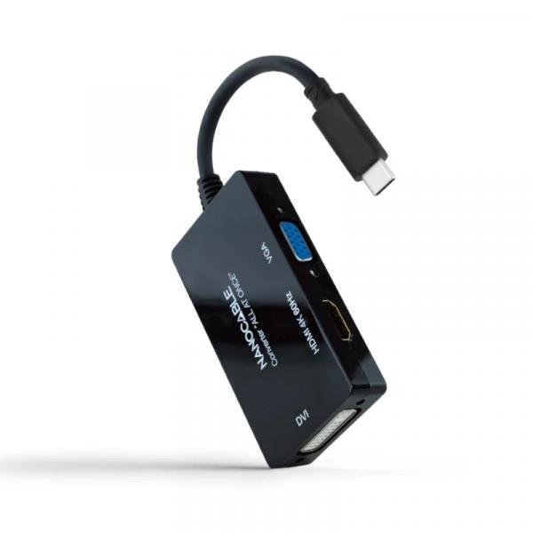 Conversor nanocabo USB-C para HDMI/DVI/VGA 20 cm