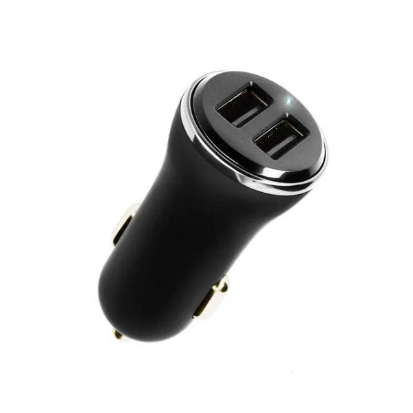 Dual Supertouch 2x USB-A car charger with USB-C type cable Black
