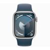 Apple Watch Series 9 GPS 41mm Aluminum Silver and Blue Sports Strap (Storm Blue) MR903QL/A - Size S/M