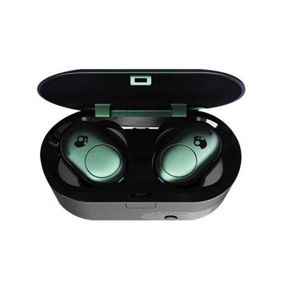 Skullcandy Push Tws Black Green Psychotropical Teal Wireless Bluetooth In-Ear Headphones With Mic And Case-battery
