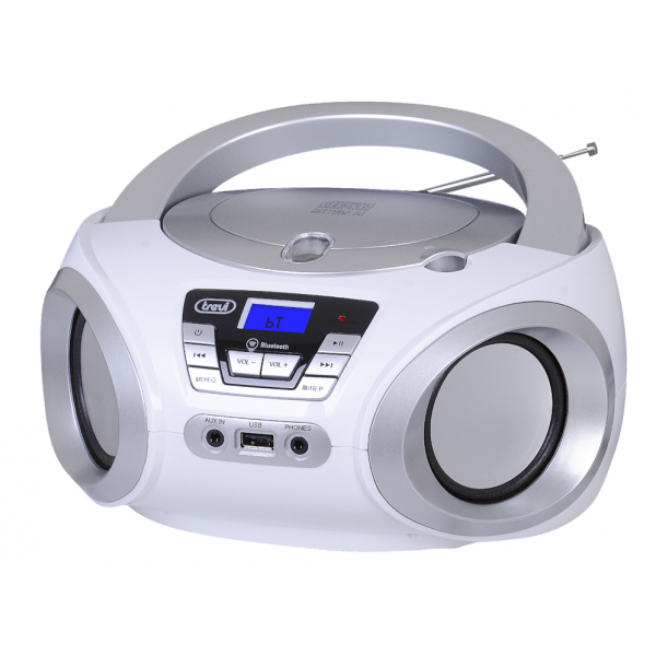 PORTABLE STEREO BOOMBOX CD BLUETOOTH USB AUX-IN TREVI CMP 544 BT WHITE