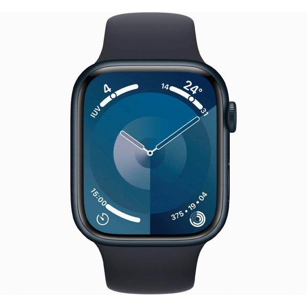 Apple Watch Series 9 GPS 45 mm Alluminio nero e cinturino sportivo nero MR9C3QL/A - Taglia M/L