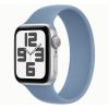 Apple Watch SE (2. Generation) 2023 GPS 40 mm Aluminium-Sportarmband in Silber (Silber) und blauer Schlaufe (Winterblau)