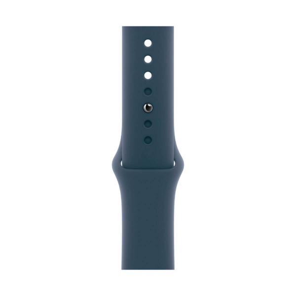 Apple Watch Series 9 GPS + Cellular 41 mm Aluminium-Sportarmband in Silber und Blau (Storm Blue) MRHW3 – Größe M/L