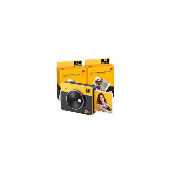 Kodak Mini Shot 3 Retro C300RY60 tragbare Sofortbildkamera und Fotodrucker im Bundle 3x3 gelb