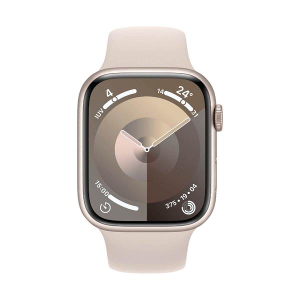 Apple Watch Series 9 GPS + Cellular 45 mm Aluminum and White Sports Strap (Starlight) MRM93QL/A - Size M/L