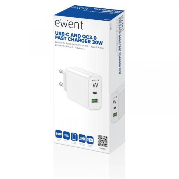 EWENT FAST CHARGER USB-C / QC 3.0 / 30W