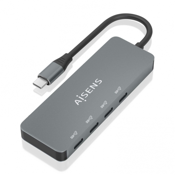 AISENS HUB USB 3.2 GEN2 10G USB-C/M-4XUSB-C/H 15CM GRAU