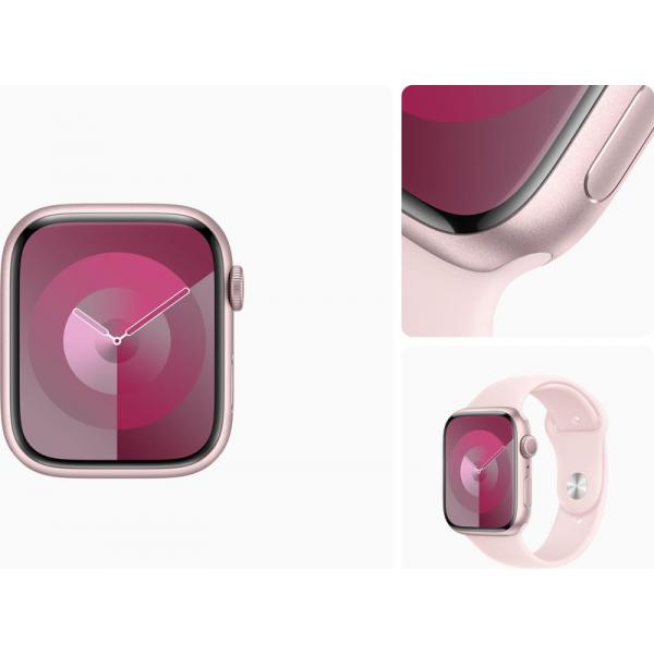 Apple Watch Series 9 (GPS) Caixa de alumínio rosa de 41 mm com pulseira esportiva rosa claro (SM) rosa