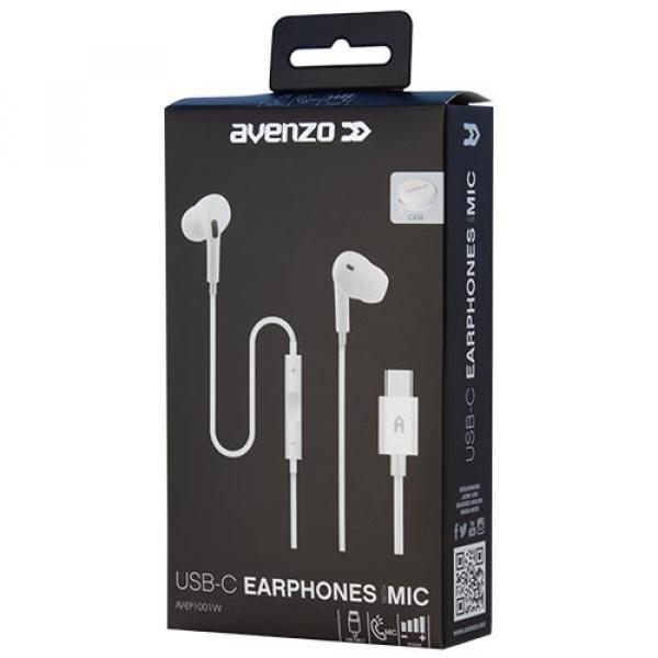 White Avenzo Headphone With USB-C Microphone