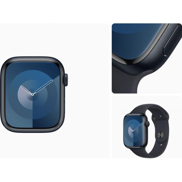 Apple Watch Series 9 GPS (MR9A3) 45 mm Caja de aluminio medianoche y correa deportiva medianoche Negro