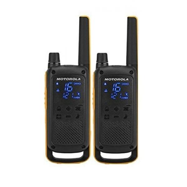 Motorola T82 – walkie-talkie pour Couple, noir et jaune extrême, résistance 10km, lampe de poche Led Ipx4, 16 canaux, 121 Codes 