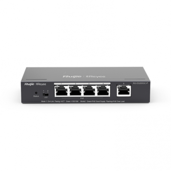 SWITCH RUIJIE REYEE RG-ES205GC-P SWITCH DE DESKTOP DE 5 PORTAS 10/100 MBPS