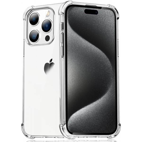 Funda protectora de tapa dura de diseño inteligente para Apple iPhone 15 Plus transparente/negro