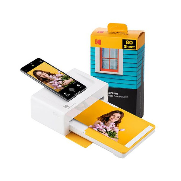 Pacote de impressora fotográfica instantânea Kodak dock plus PD460Y80 4X6 amarelo
