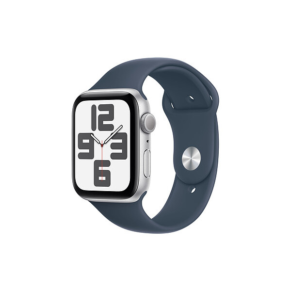 Apple Watch SE (2023) aluminio plateado 44 mm 4G Correa deportiva azul tormenta Talla S/M DE