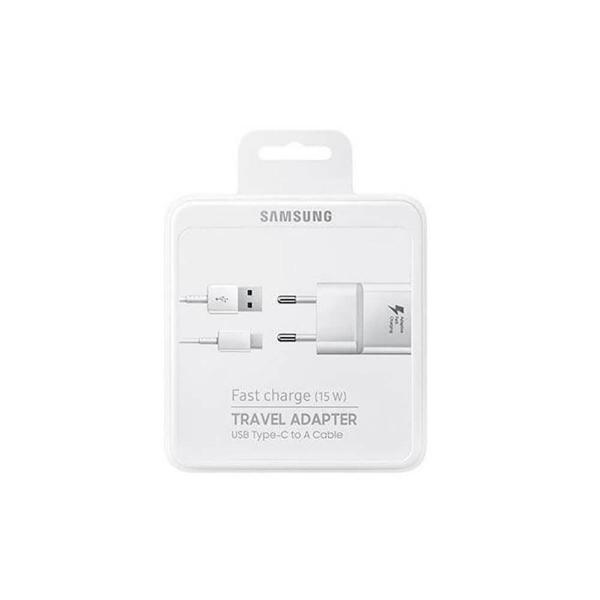 Caricabatterie di rete originale Samsung a ricarica rapida tipo C (EP-TA20EWE + EP-DG950CBE) 2A (15W) con blister Bianco