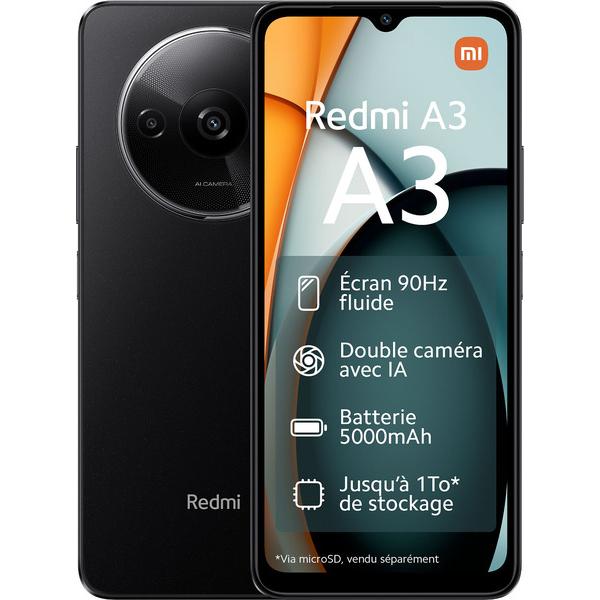 Xiaomi Redmi A3 Dual LTE 128 GB 4 GB RAM (nero mezzanotte) Nero