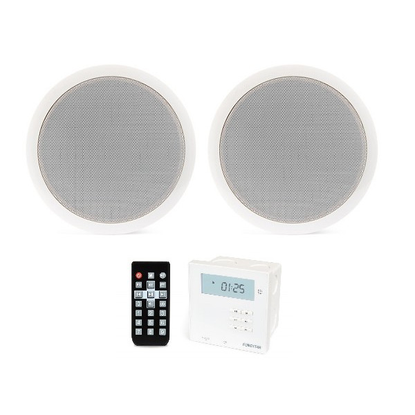 Fonestar Ks-06 White Pair of Wireless Wall or Ceiling Speakers with Remote Control and Bluetooth Receiver