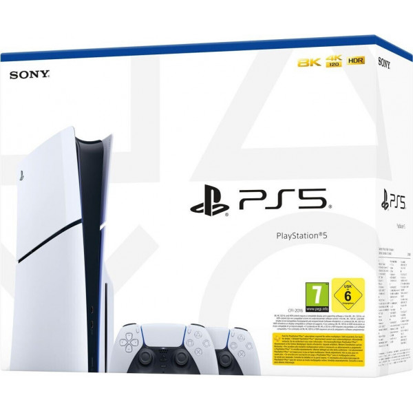 Sony playstation 5 PS5 slim digital edition 1TB chassis D + 2 dual sense controller white