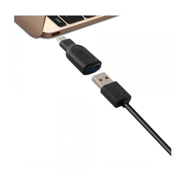 Adaptateur Ksix Bxadapc01 Noir / USB-c (m) vers USB-a (h)